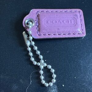 Coach Lavender Mini Leather Keychain with Silver Chain Tag